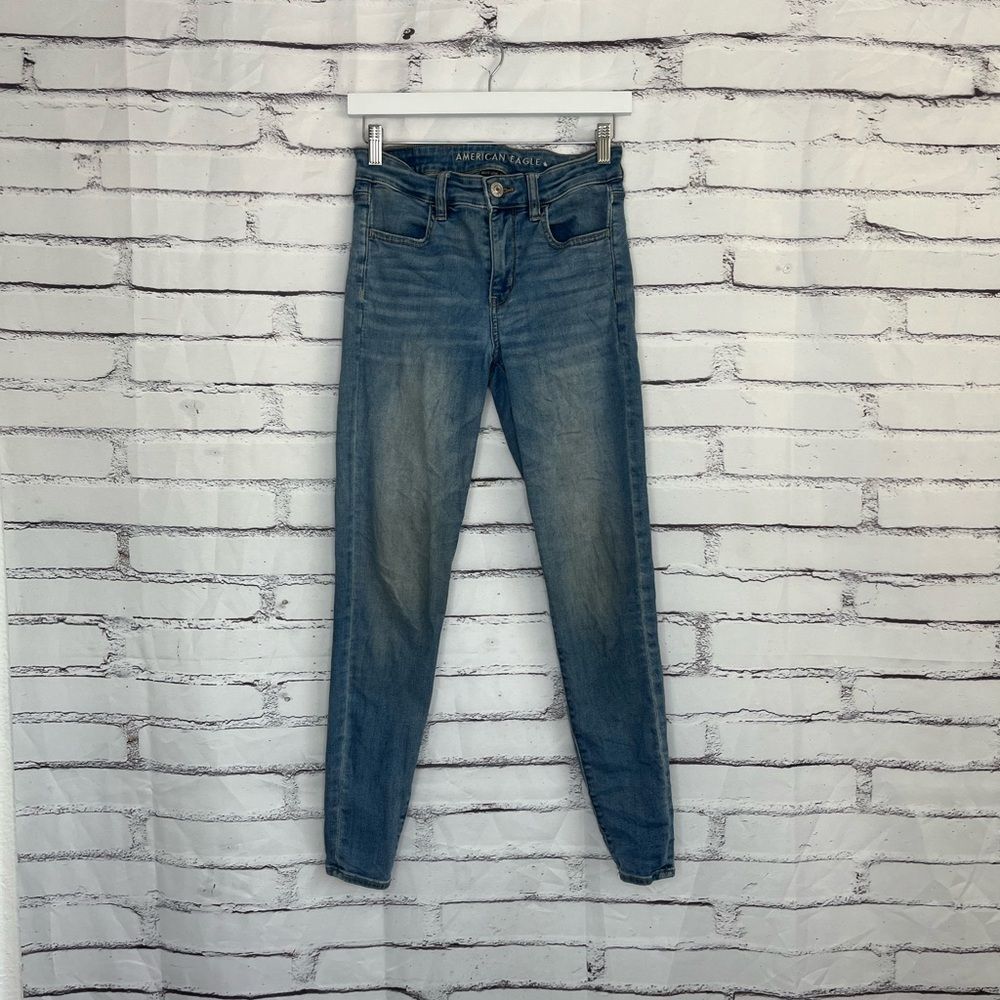 American Eagle Next Level Stretch Skinny Jeans Women’s 4 Blue Mid Wash High Rise